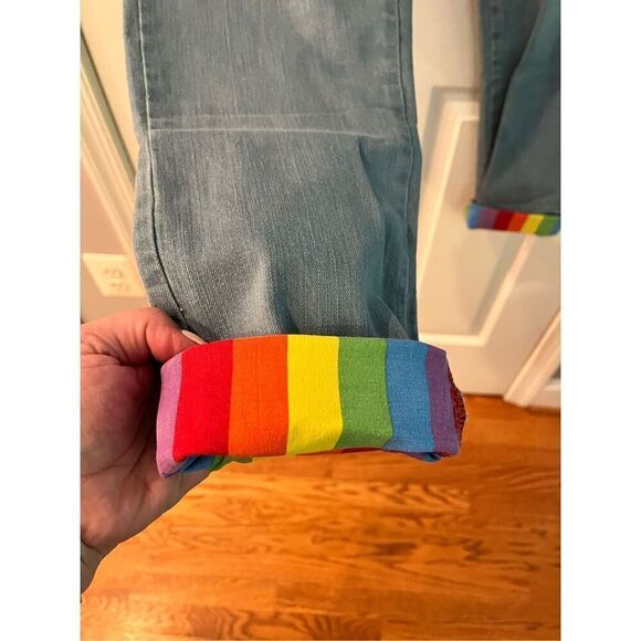 Pride Bunny Denim Rainbow Roll Cuff Jeans sz 36 NWT - Picture 2 of 6